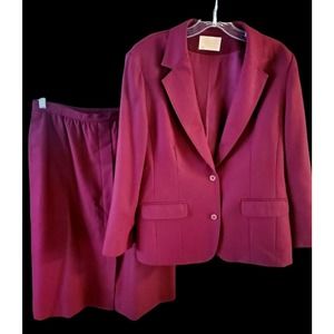 Vintage Pendleton Burgundy Wool Skirt Suit Blazer & Skirt Lined Sz 16 EUC